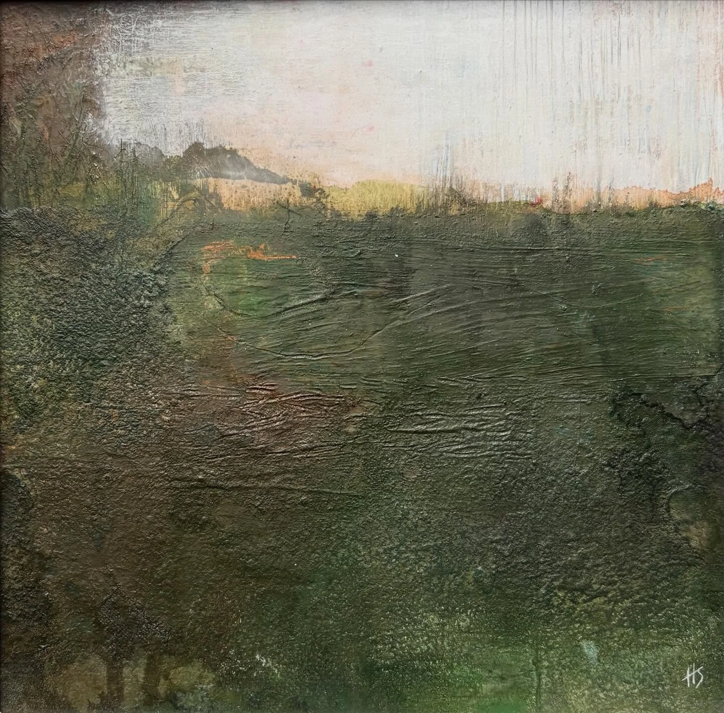 &lsquo;Afterlight&rsquo; New work available from my website. Mixed media on wood panel 20cm x 20cm. Comes with white frame. Various mediums used on this piece including water based cold wax, brusho, and acrylic. #cornwall #art #mixedmedia #contempora