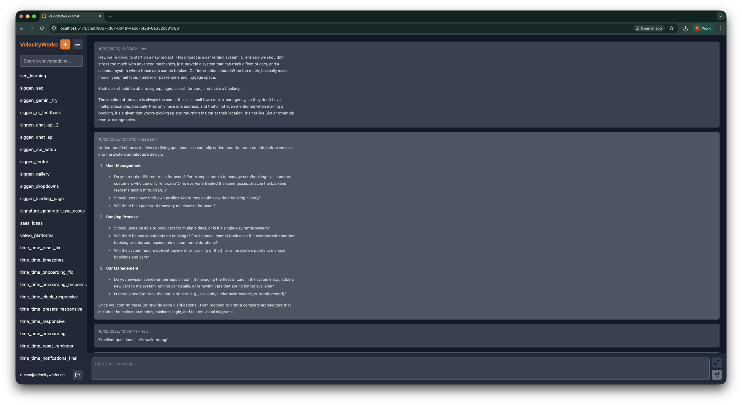 VelocityWorks Chat - Custom AI chat • Node.js • React • AI • Custom trained Agents • Advanced integrations