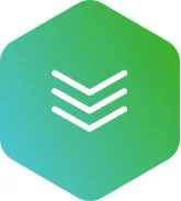 Green hexagon with three white downward-pointing chevron lines