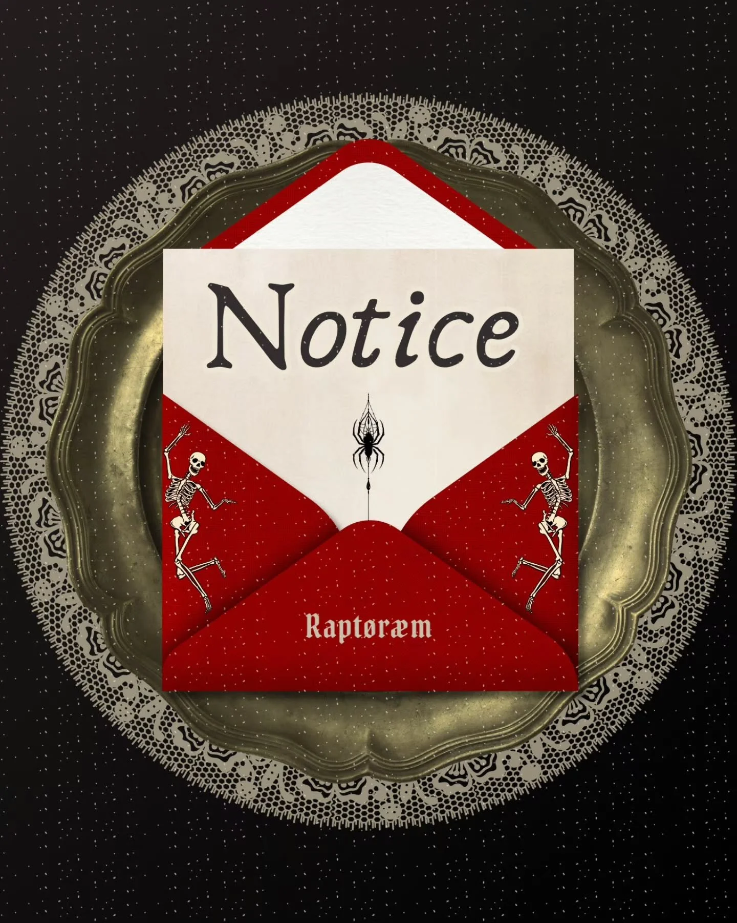 🖤🕸🕷🕸🖤
RAPT&Oslash;R&AElig;M: BOOK I
RELEASE TIMETABLE

◆ SEPTEMBER 22, 2026
THE KINDLE EDITION
Rapt&oslash;r&aelig;m: Book I arrives first in a streamlined digital edition, built for clean, reliable reading across Kindle devices and apps.

Avail