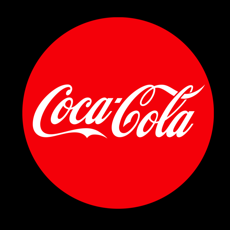 The Coca-Cola logo with white script on a red circle background.