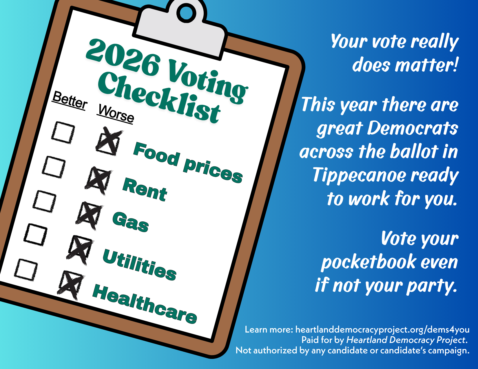 Postcards to Voters - Checklist (Set of 50 Postcards)