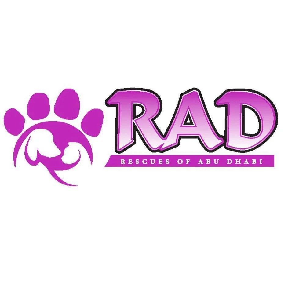 Logo for Rescues of Abu Dhabi (RAD) featuring a purple paw print and stylized text