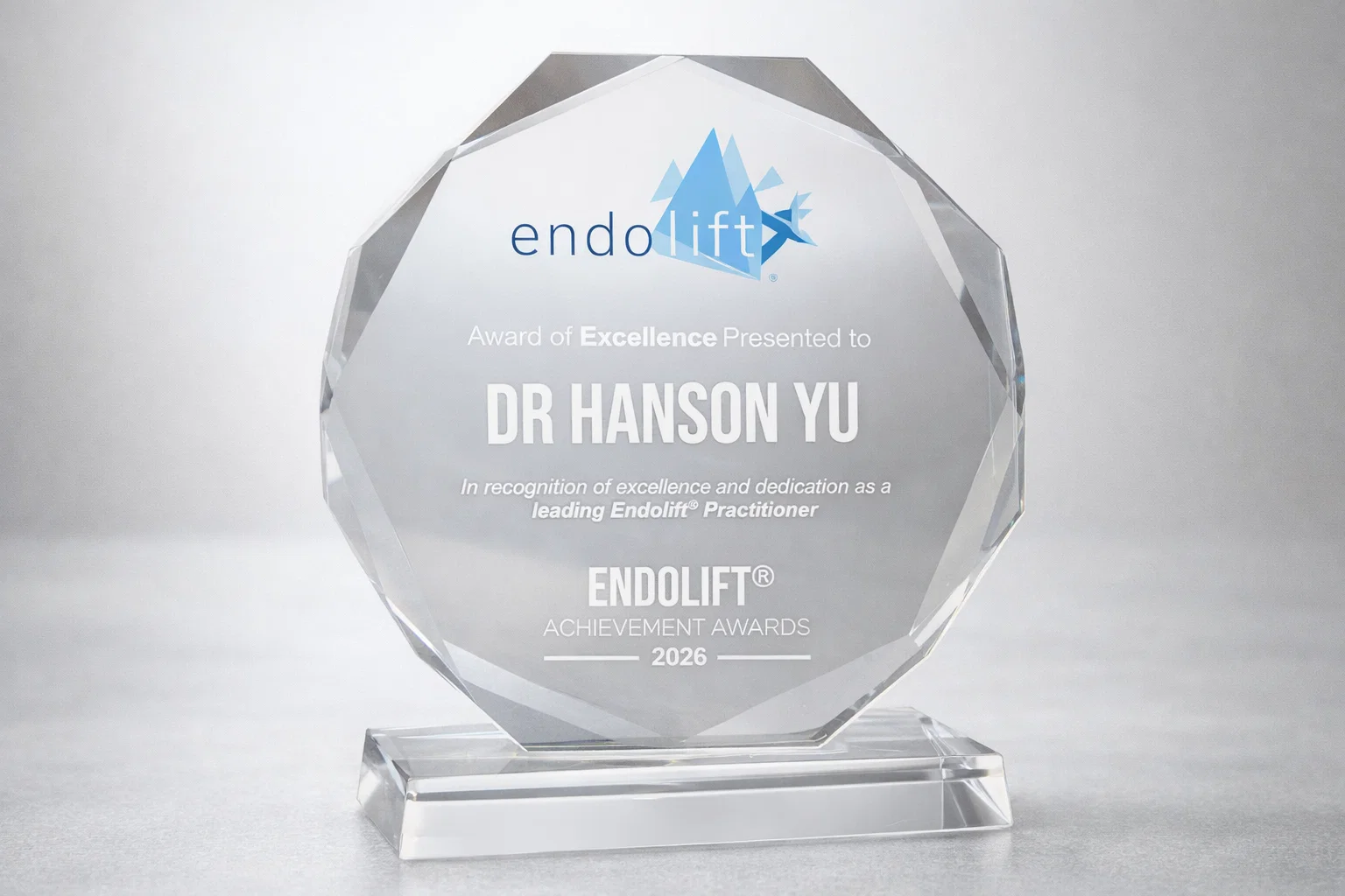 Endolift Achievement Award for Dr Hanson Yu