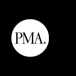 A black background with a white circle in the center containing the text 'PMA.' PolMusicA. Competition. Young talents. Australia. Melbourne, Sydney, Brisbane, Adelaide, Perth. Victoria, NSW, Queensland, SA, WA