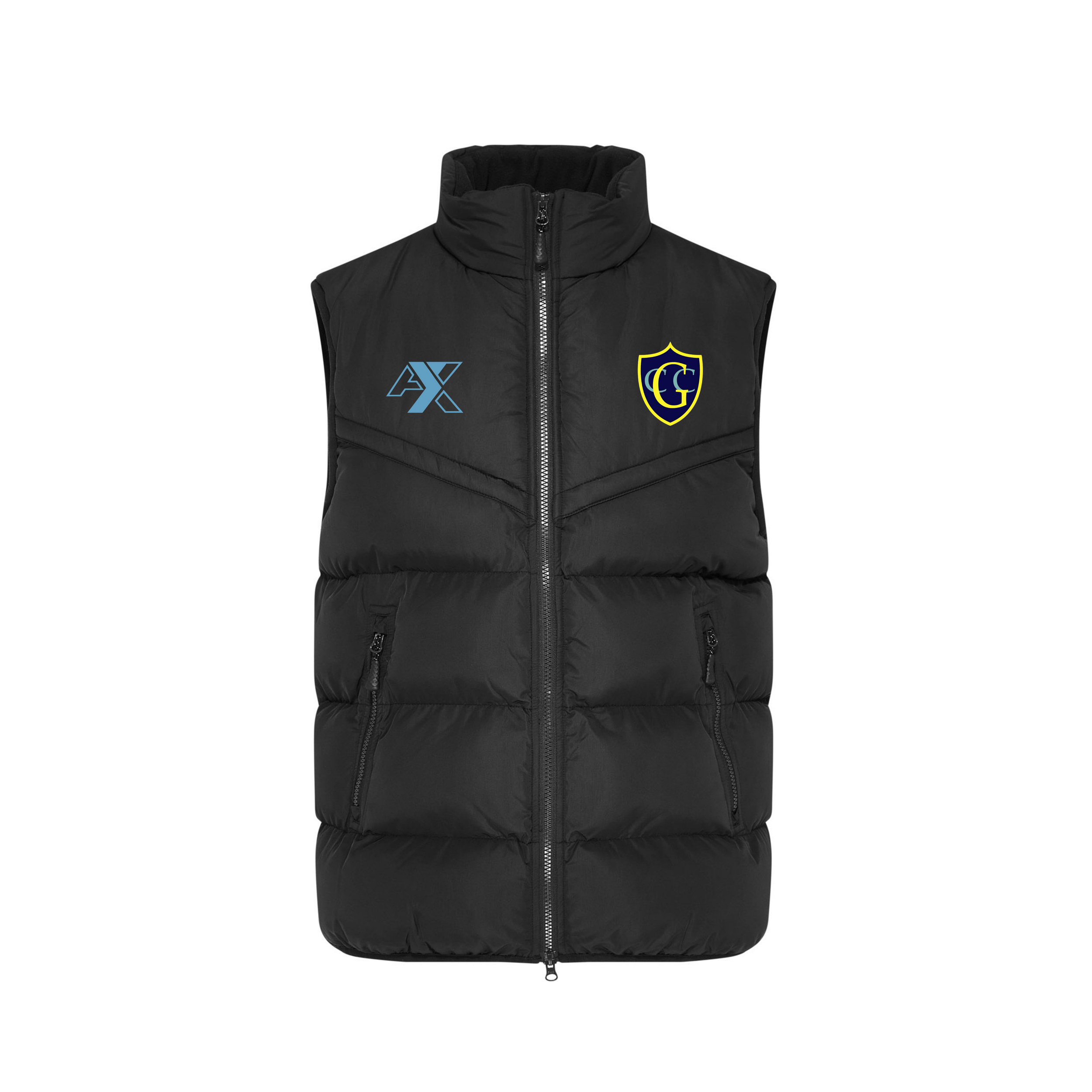 GCC Shield puffer gillet Black - front.png