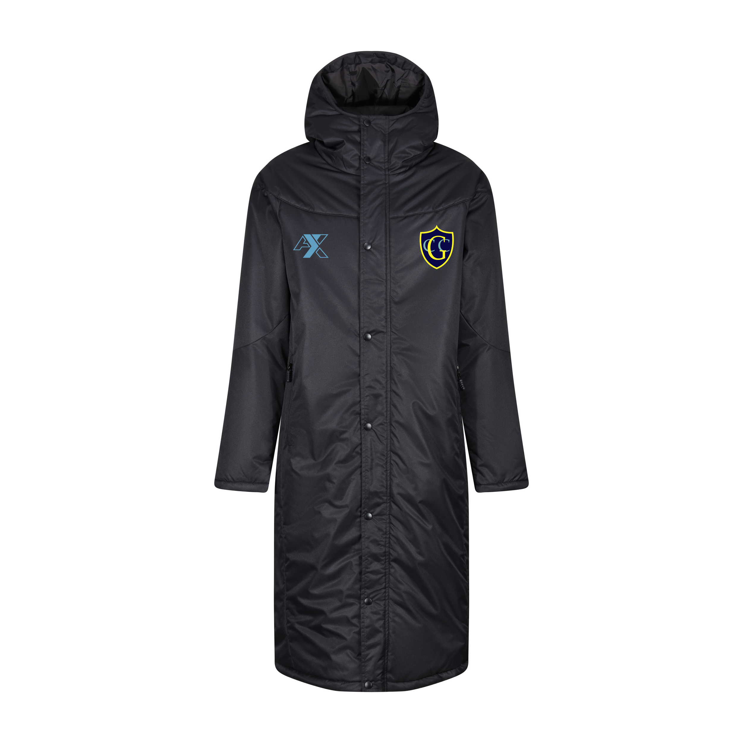 GCC Shield contoured bench coat black - front.png