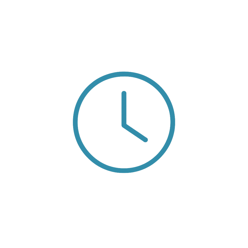A black background with a blue outline clock showing the time at 3:00 and text that reads "Time Management".