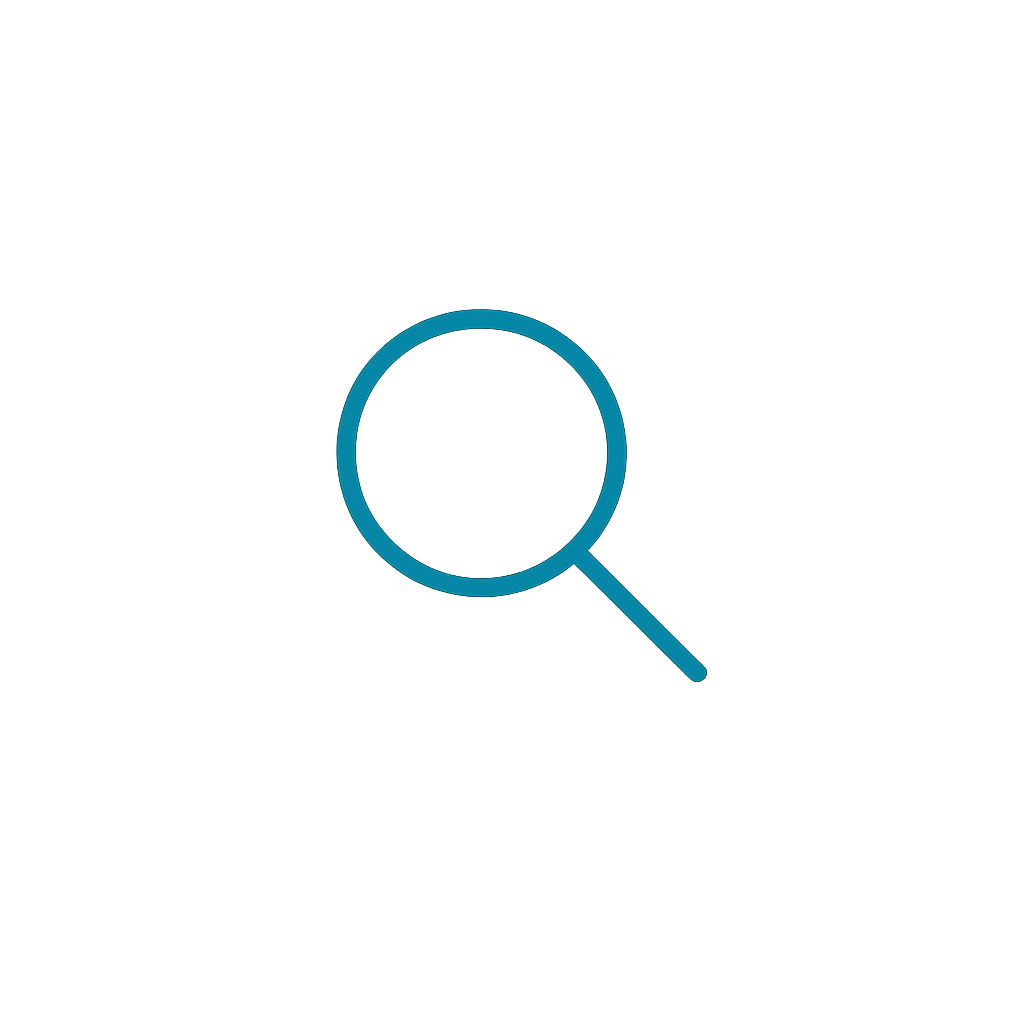 Magnifying glass icon with gear in the center, symbolizing search or inspection related to settings or tools.