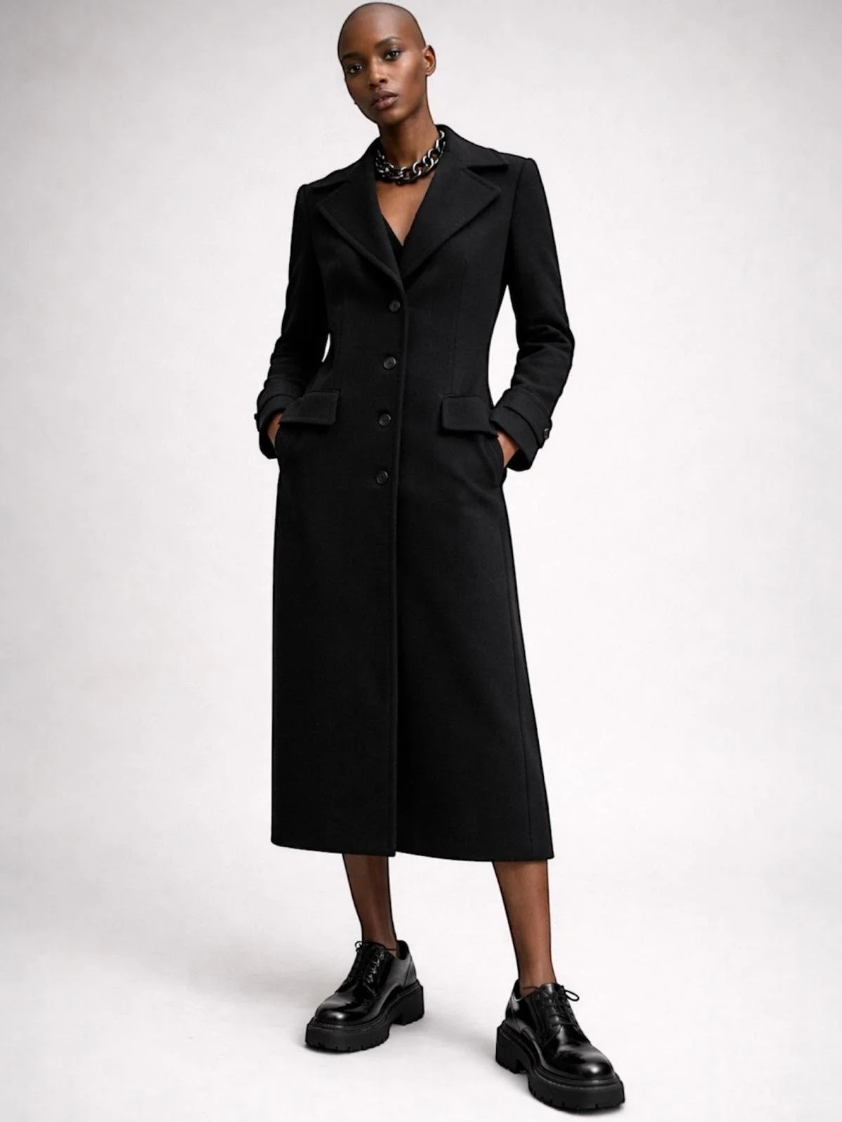 Dolce & Gabbana black designer coat editorial look