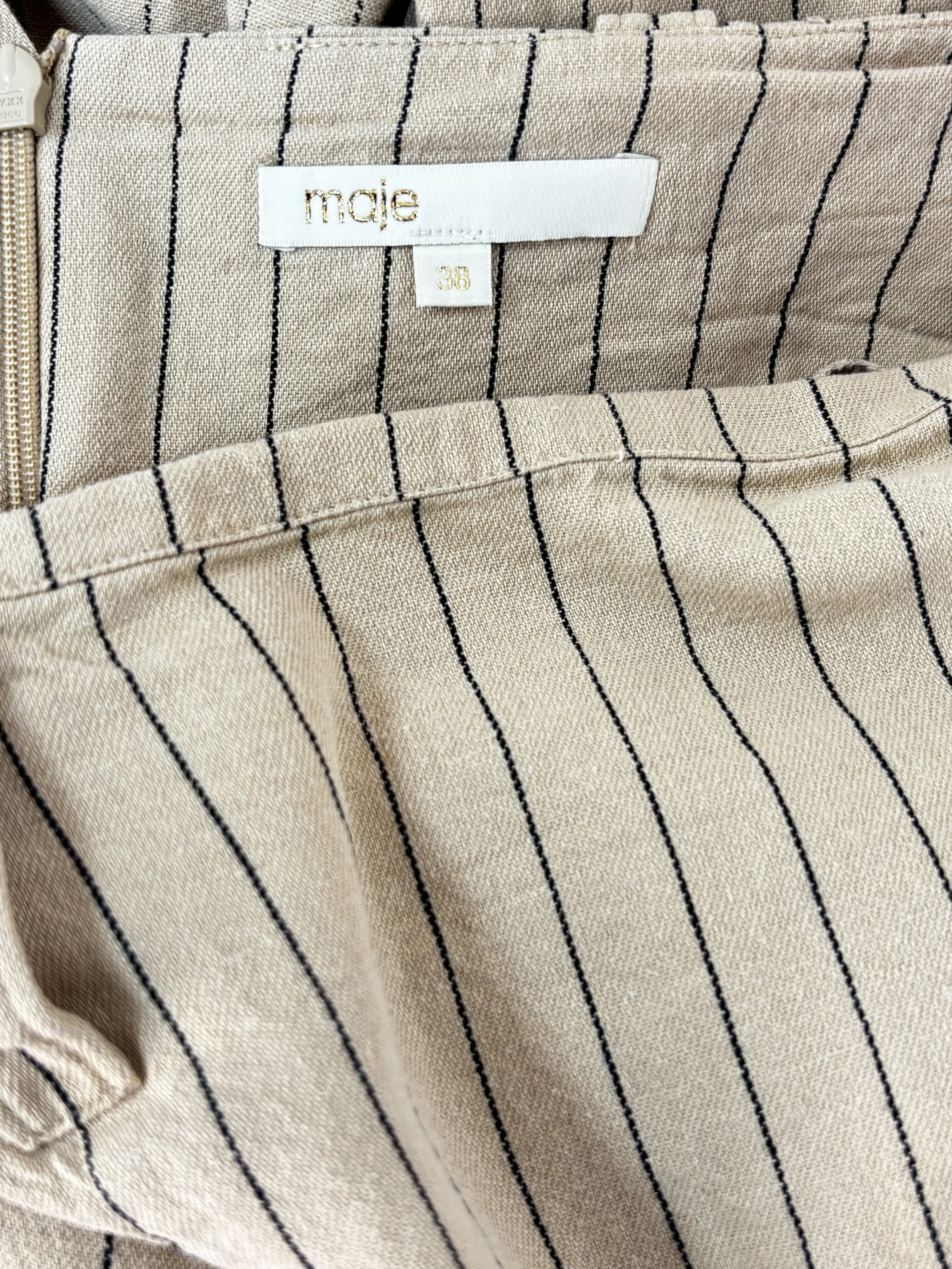 Maje beige pinstripe skirt size 38 designer label