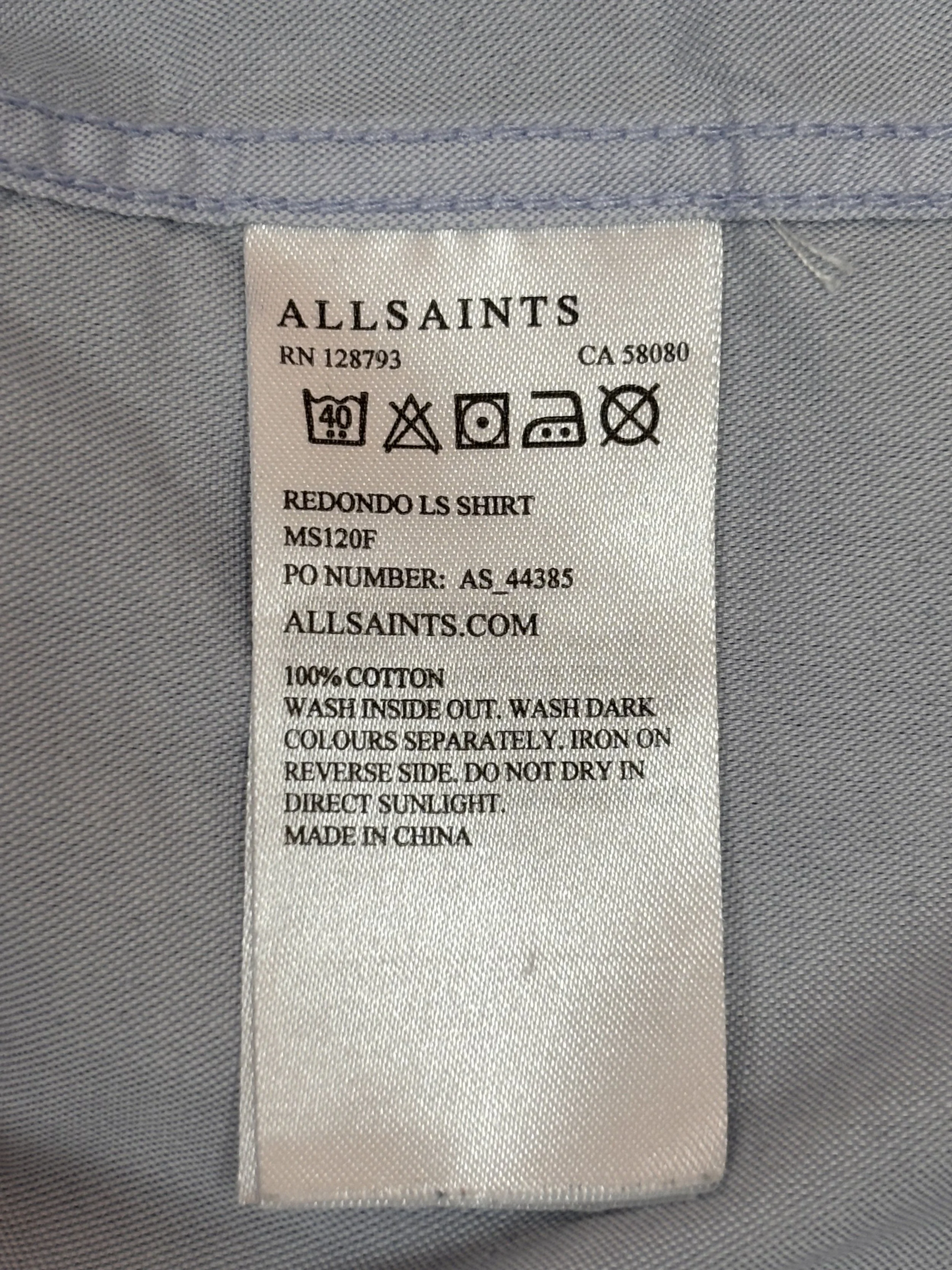 AllSaints Redondo cotton shirt care label