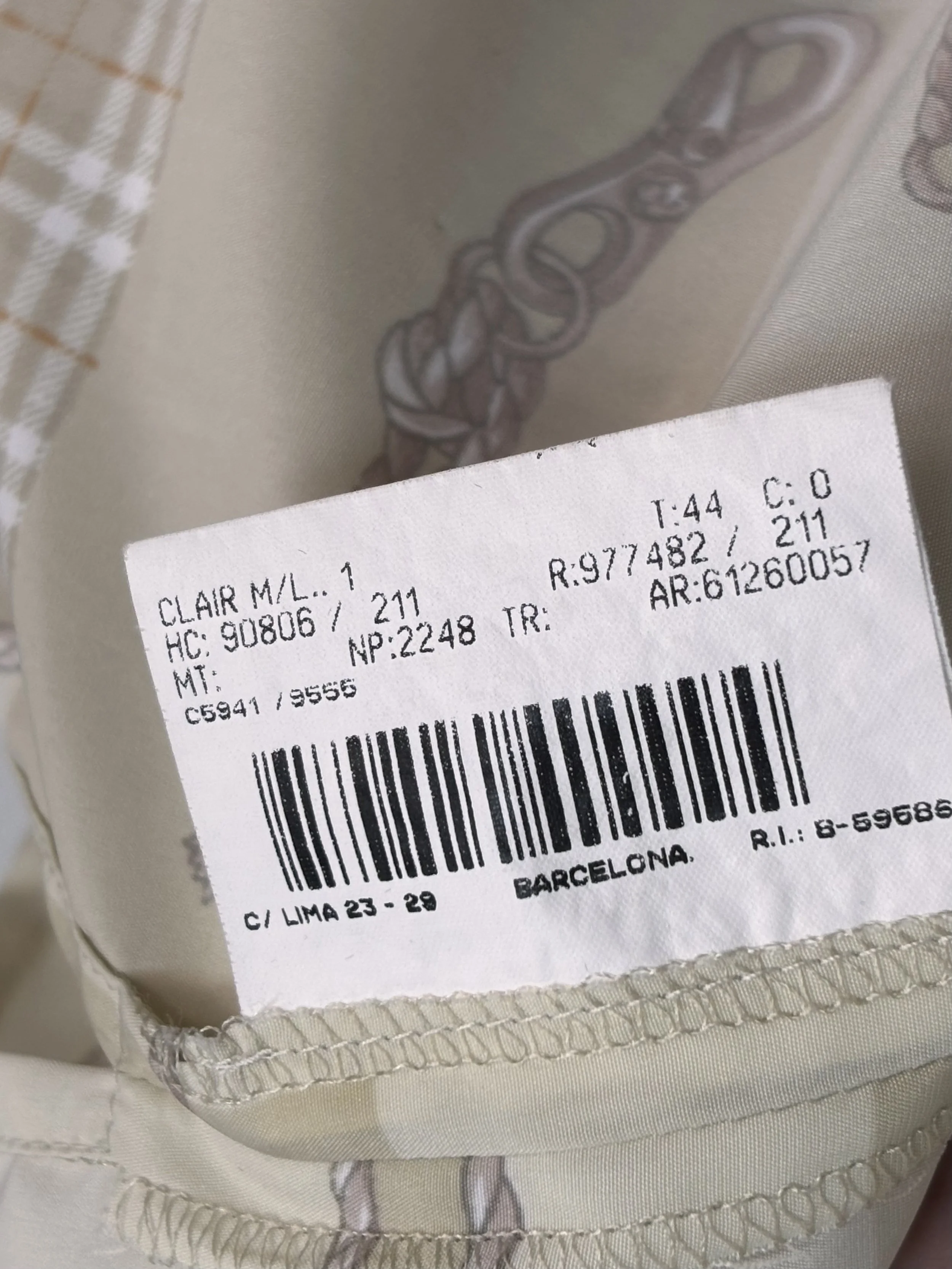 Burberrys vintage garment information and care label close-up