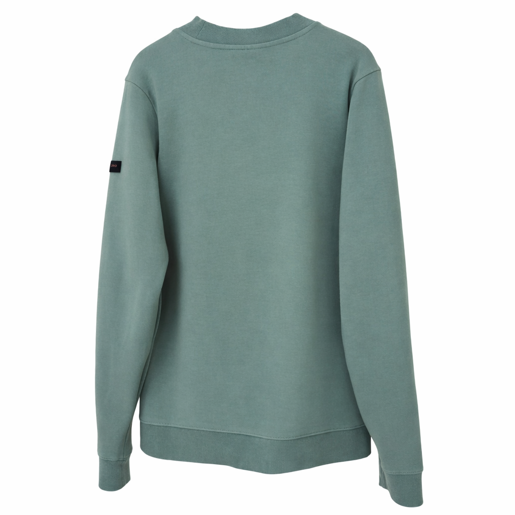 Cavallaro Napoli men’s sage green sweatshirt back view, minimalist design with ribbed hem and cuffs