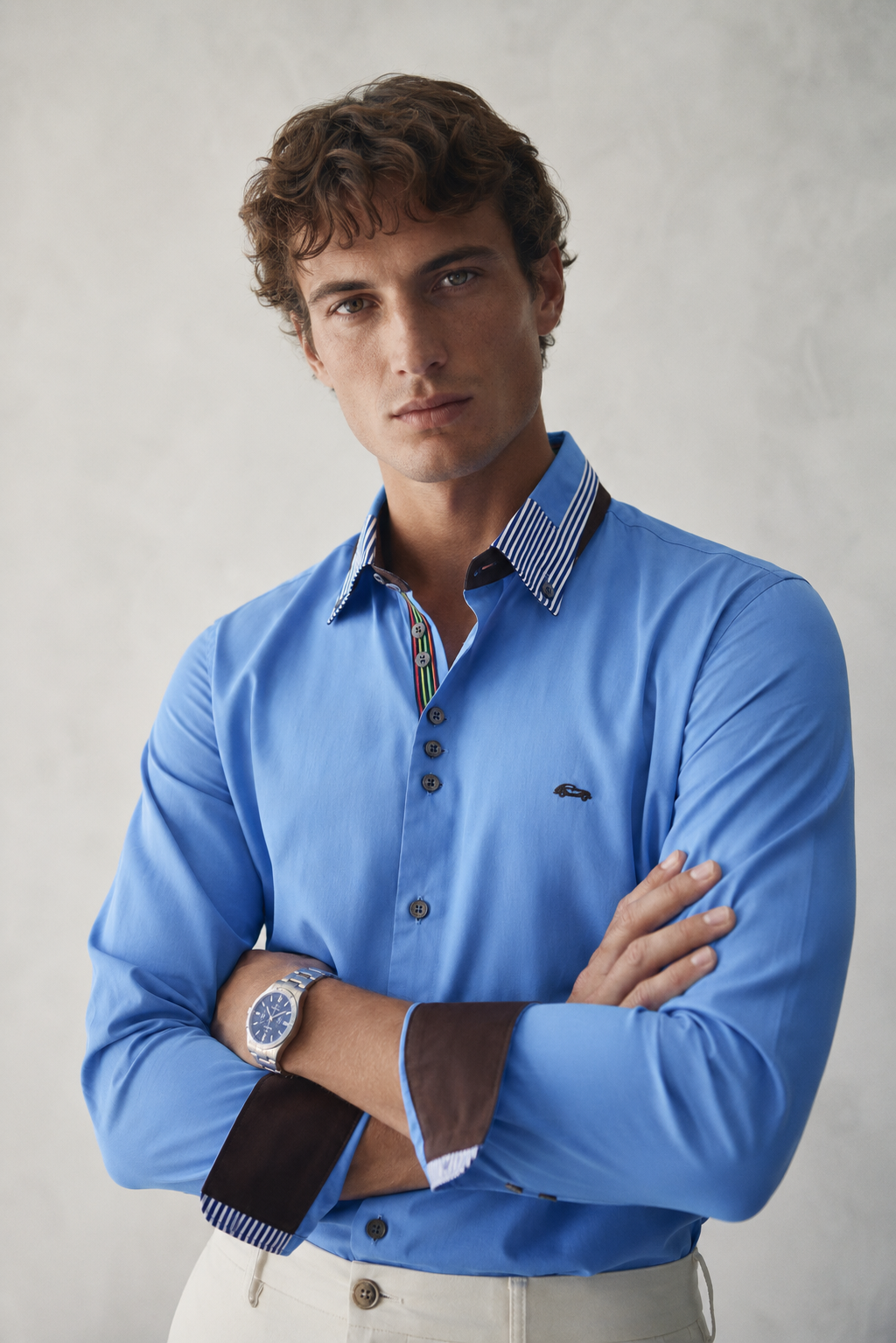 Dario Beltran Men’s Premium Cotton Shirt – Light Blue