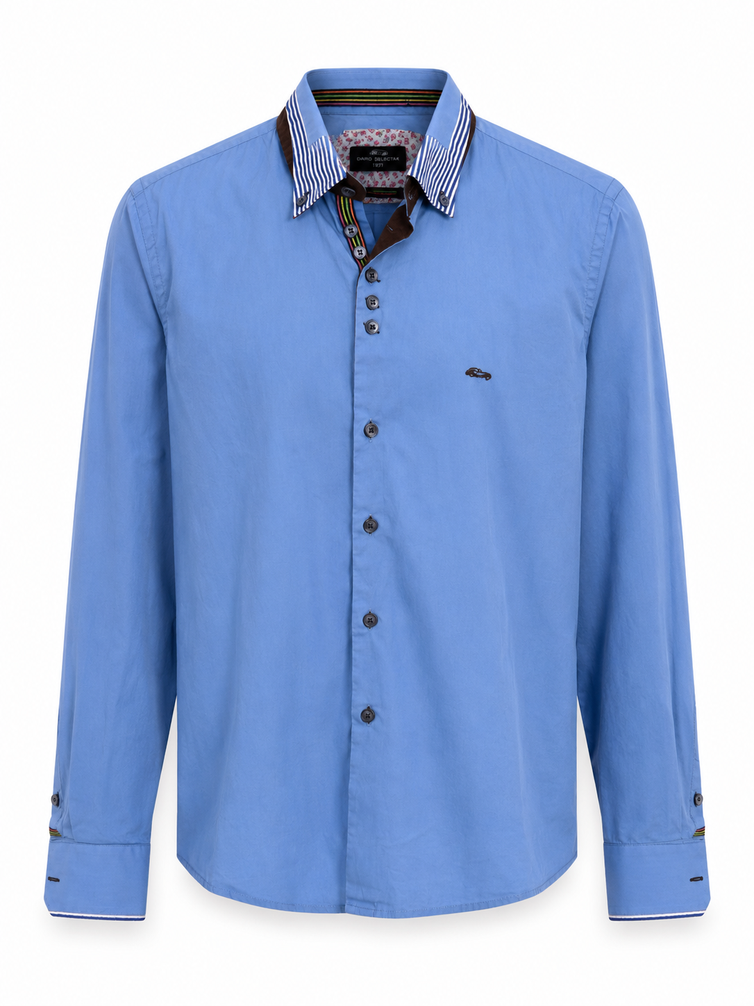 Dario Beltran men’s light blue cotton designer shirt front view