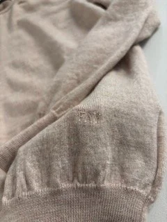Beige FAY designer sweater in soft virgin wool knit texture