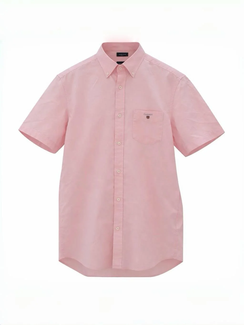 GANT pink short sleeve cotton shirt front view classic button down design