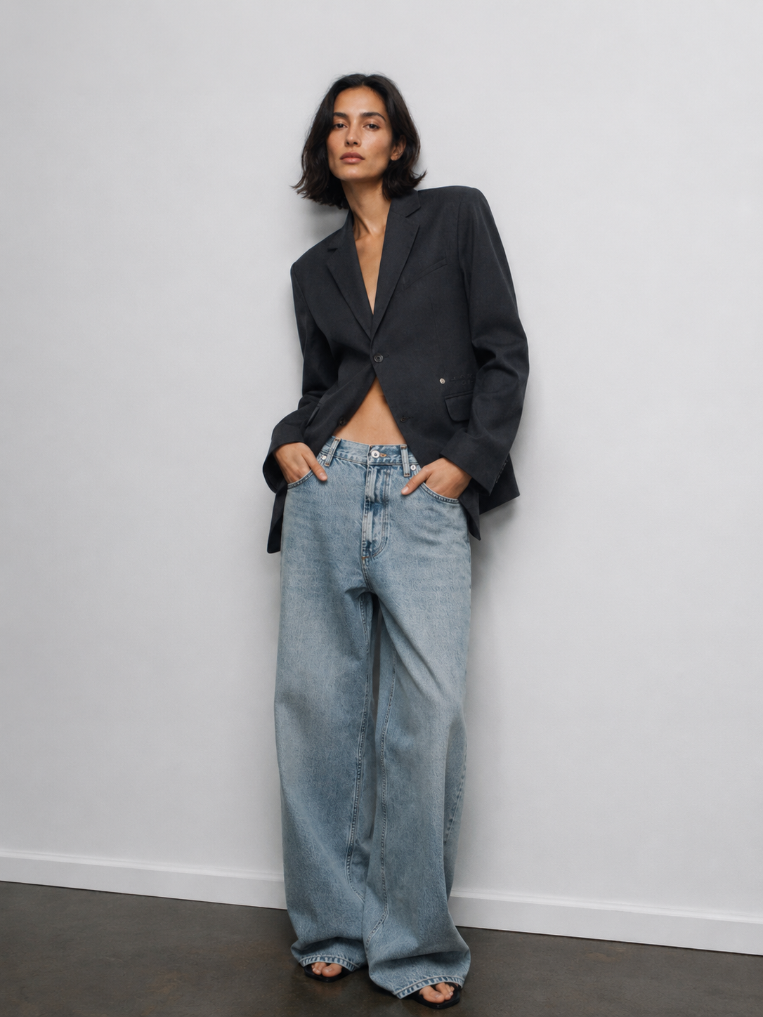 Pepe Jeans London x Andy Warhol reversible blazer on model