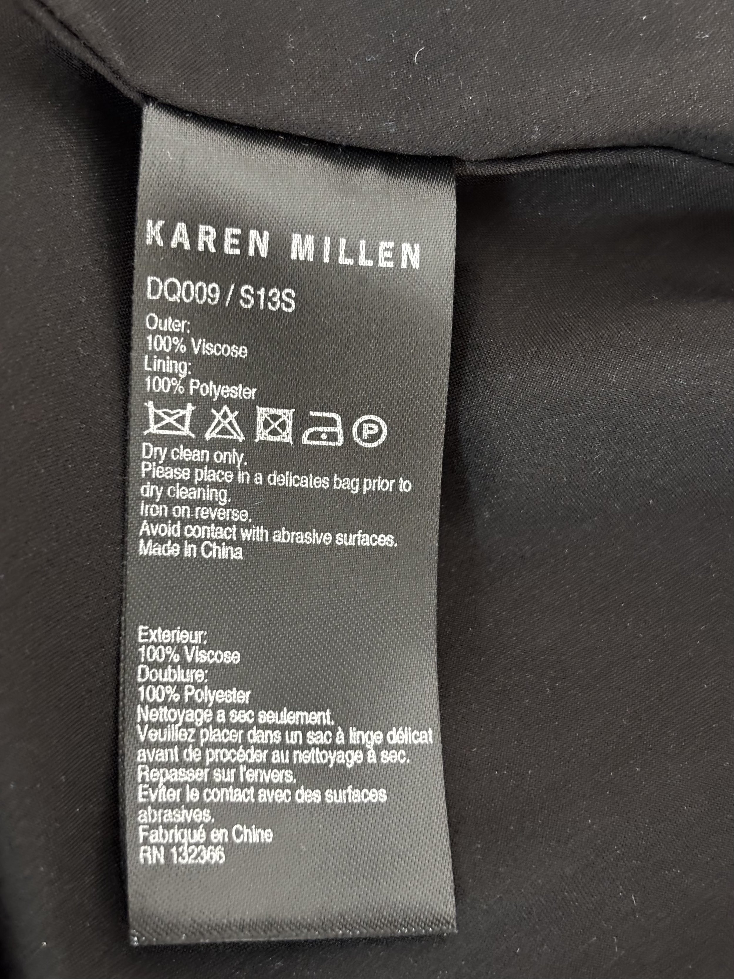 Karen Millen dress 100% viscose fabric and care label
