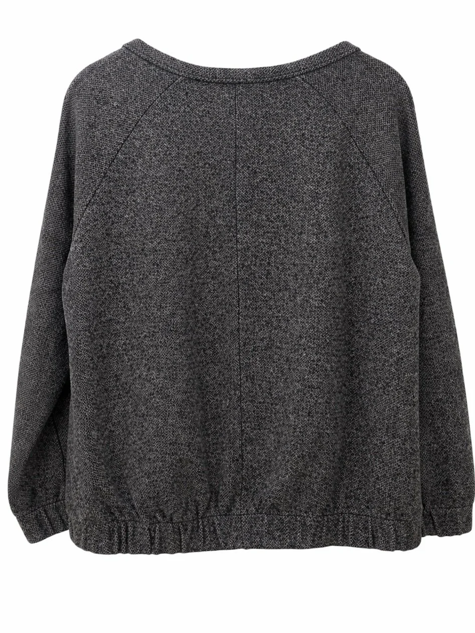 Back view of Patrizia Pepe dark grey oversized sweater with relaxed fit and soft lightweight knit texture