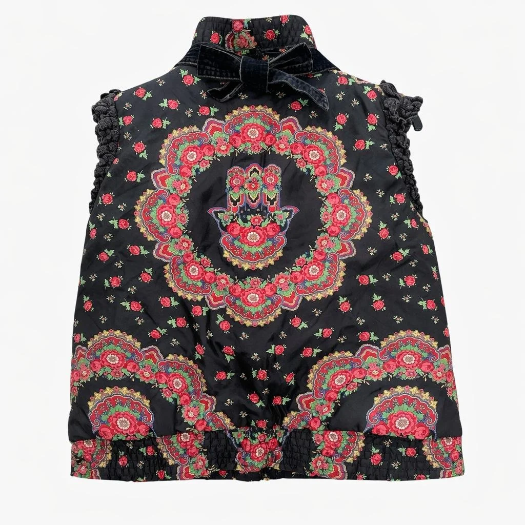 Back view of Manoush quilted floral vest with mandala pattern