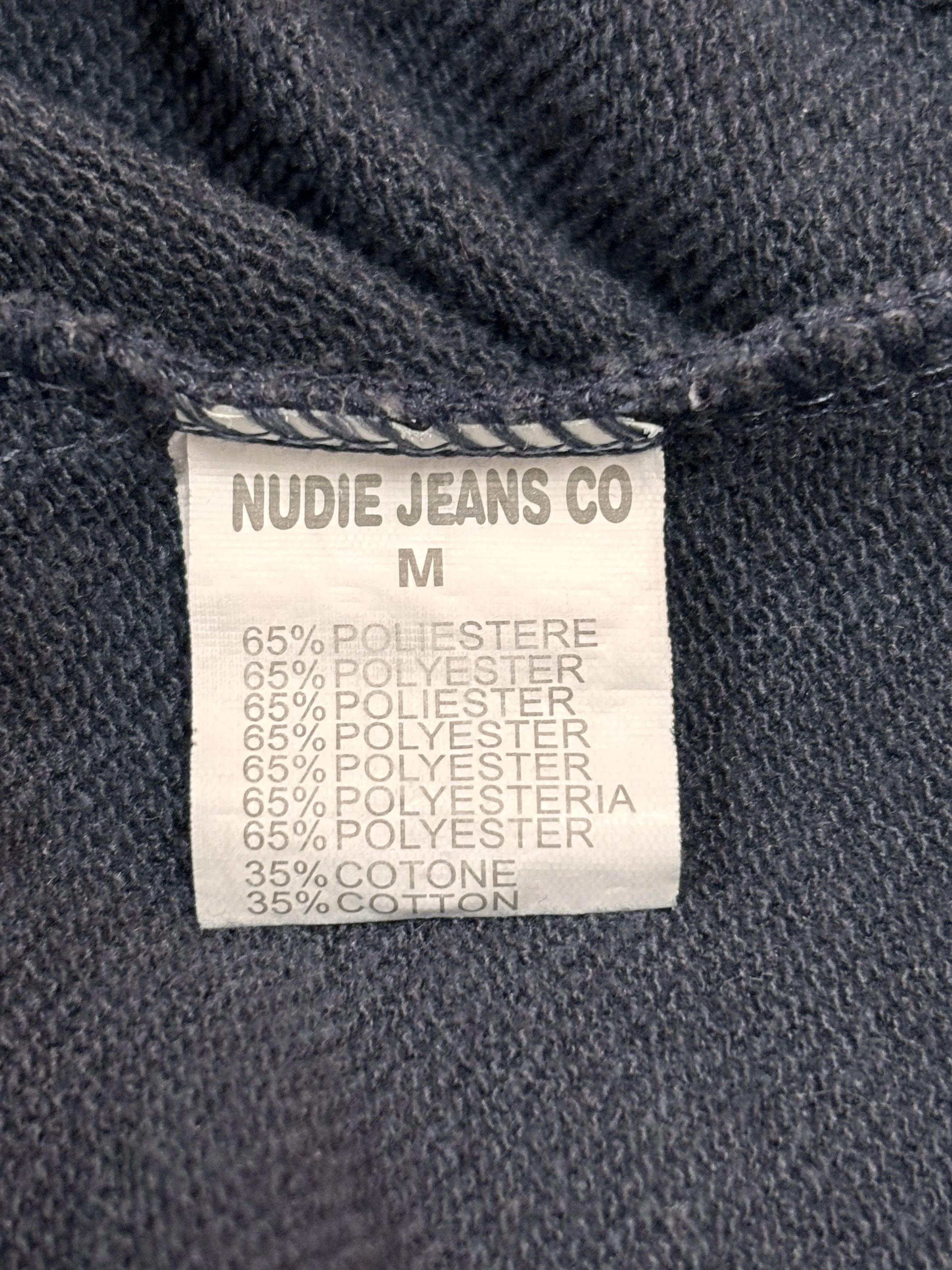 Nudie Jeans Co fabric composition label