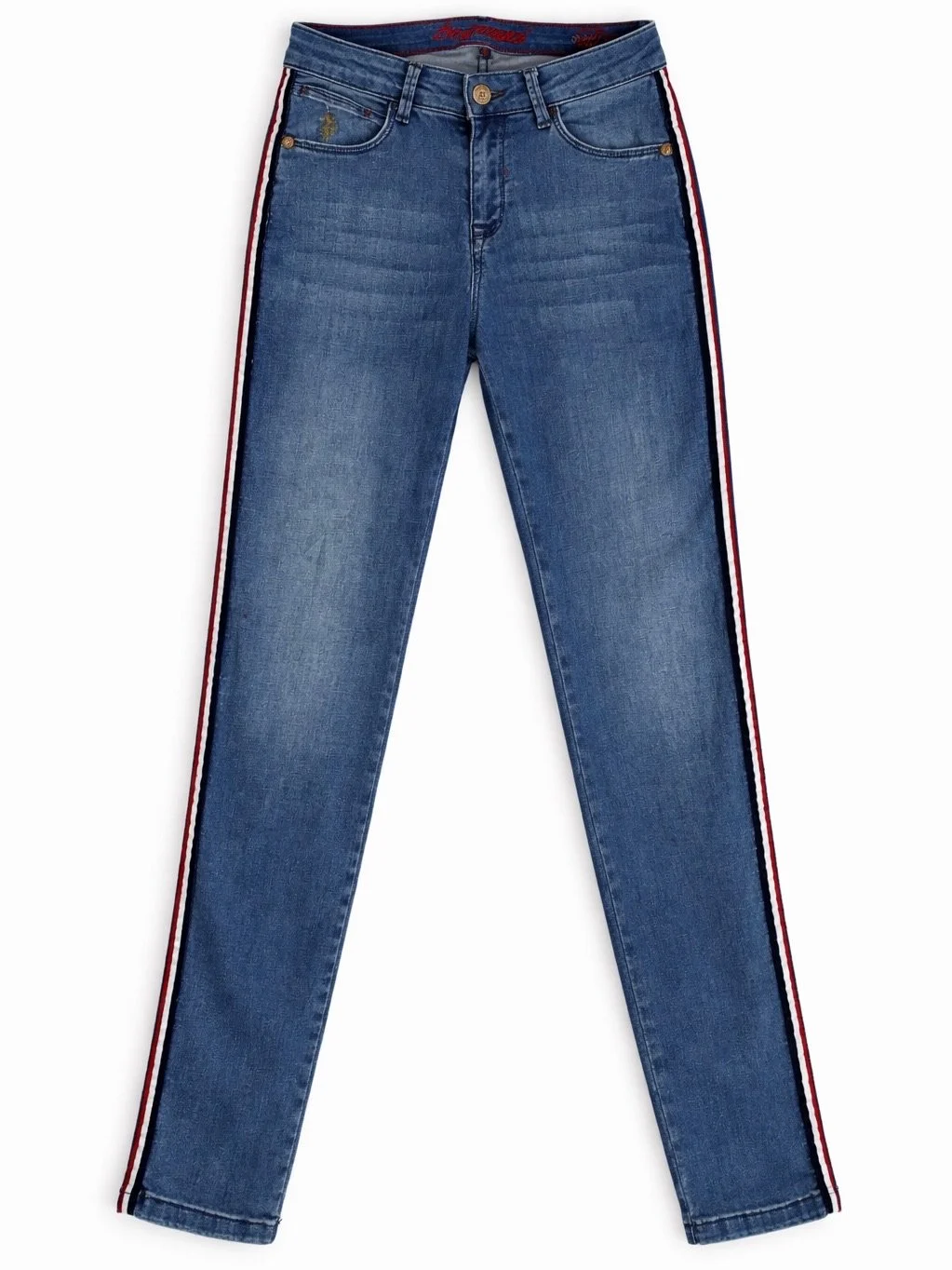 U.S. Polo Assn. light blue boyfriend jeans with sporty side stripe detail