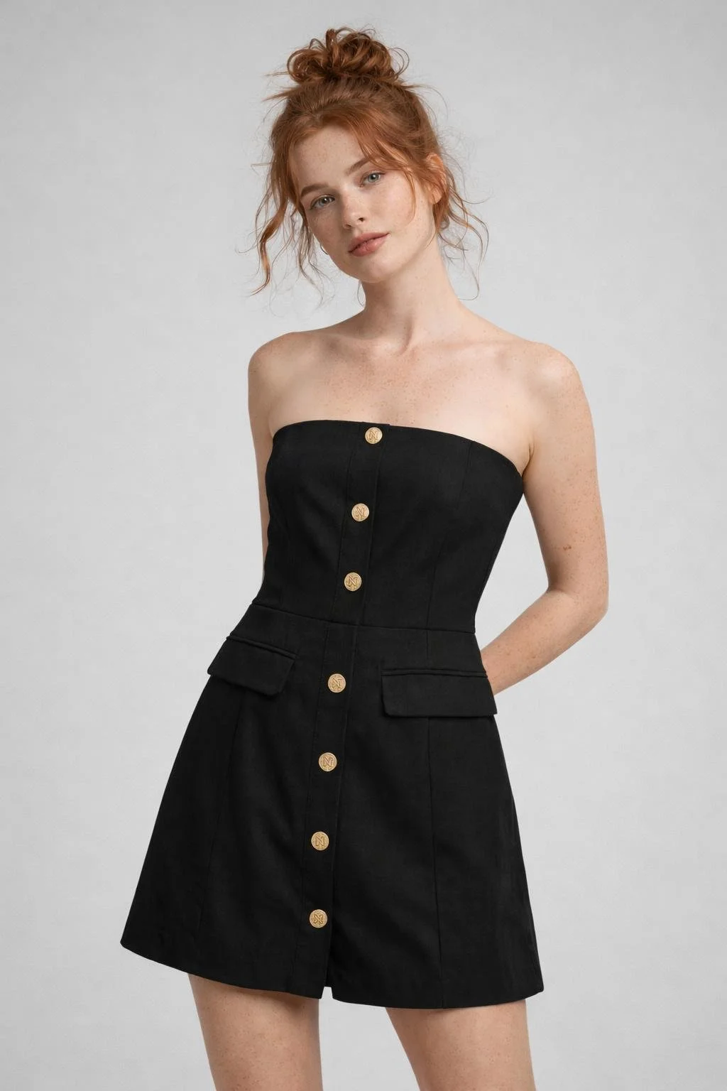 NIKKIE Women’s Designer Black Viscose Linen Romper