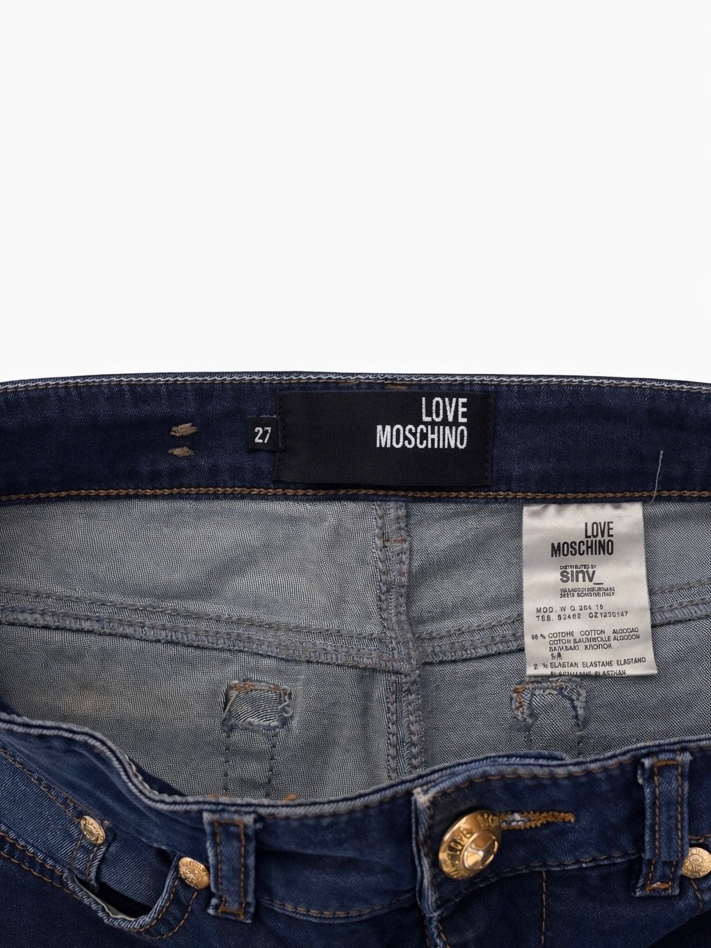 Pre-owned Love Moschino blue cropped jeans size 27 designer denim
