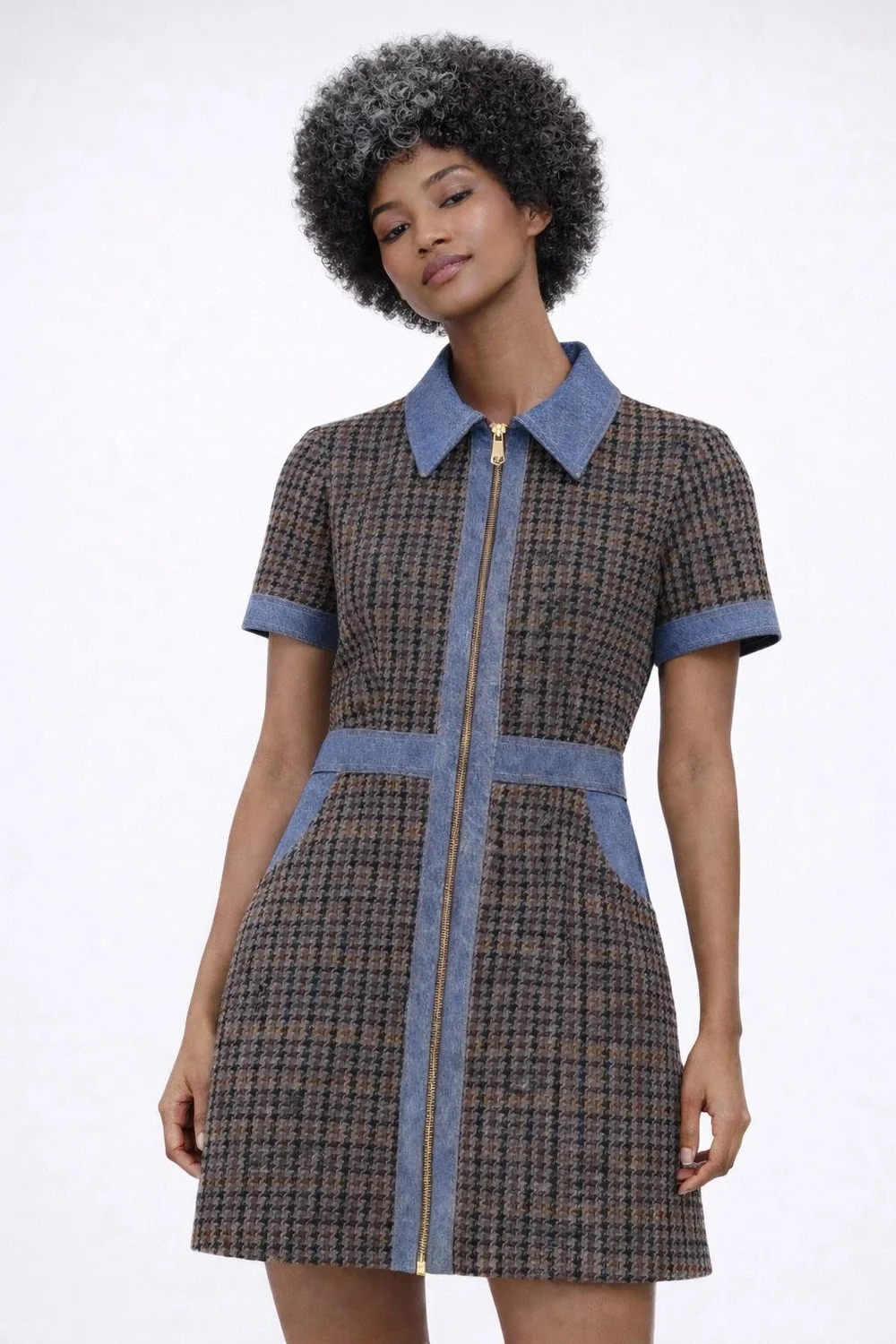 sandro denim dress Tweed Mini with Detail ASOS LUXE Curve tulle Primary color:Blue - Pink epos:size:Size 18 Sandro kalya SANDRO Mini striped dress