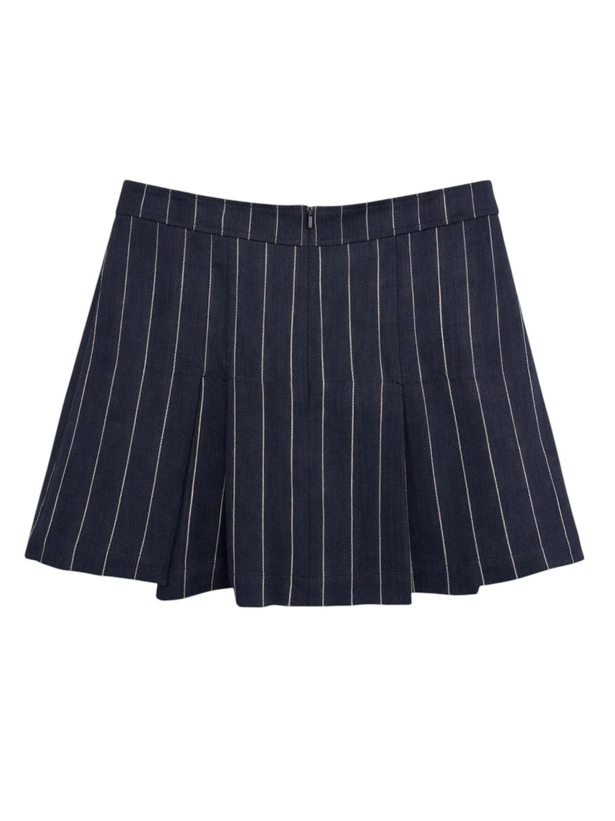 Sandro navy pinstripe mini skirt back view, luxury pre-loved fashion