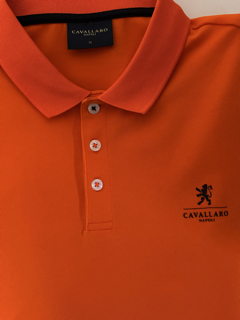 Cavallaro Napoli logo detail on orange cotton polo shirt men’s designer garment
