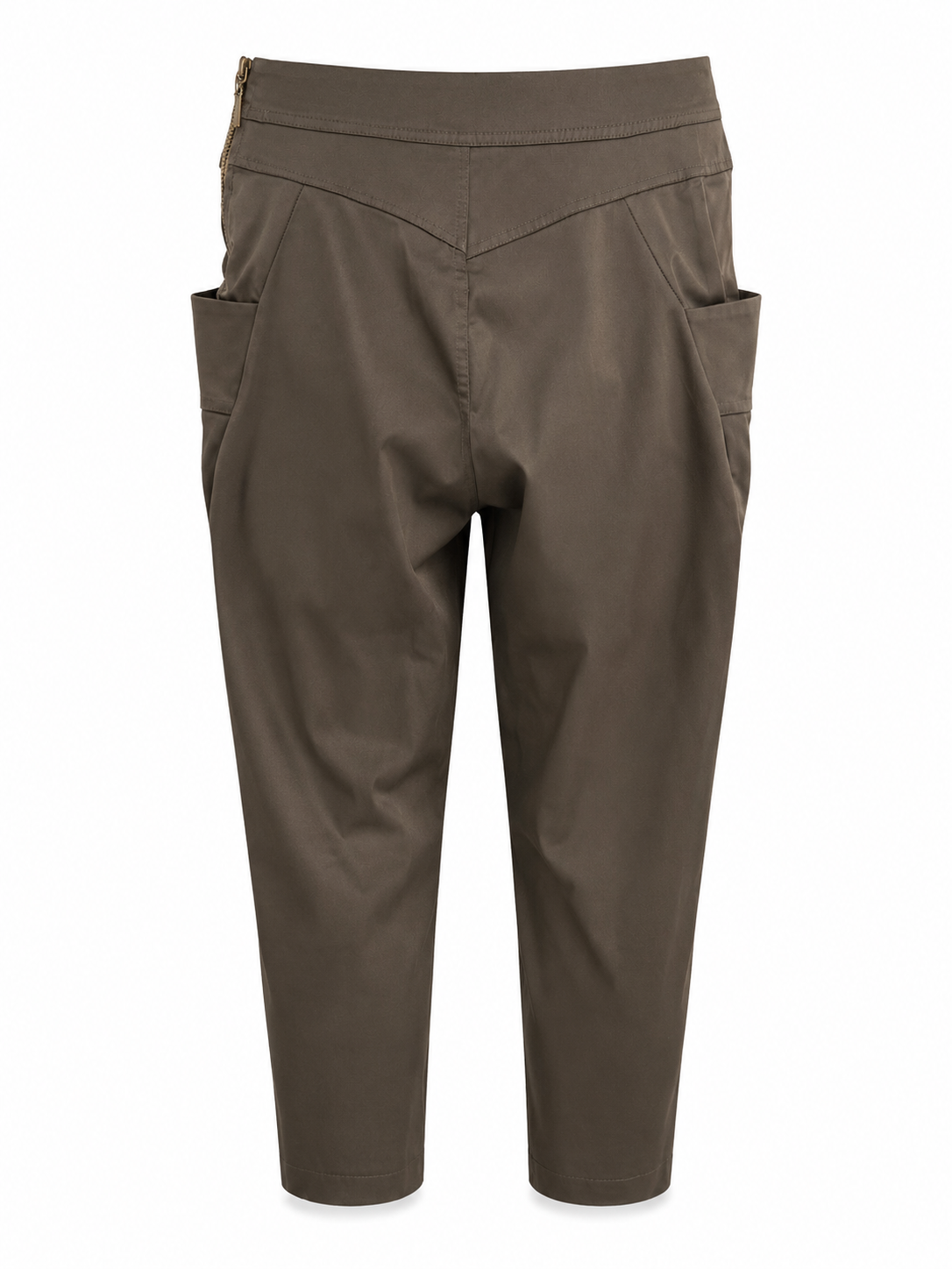 Rinascimento olive cropped tapered trousers back view