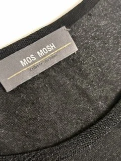 MOS MOSH designer label detail on black women’s t-shirt