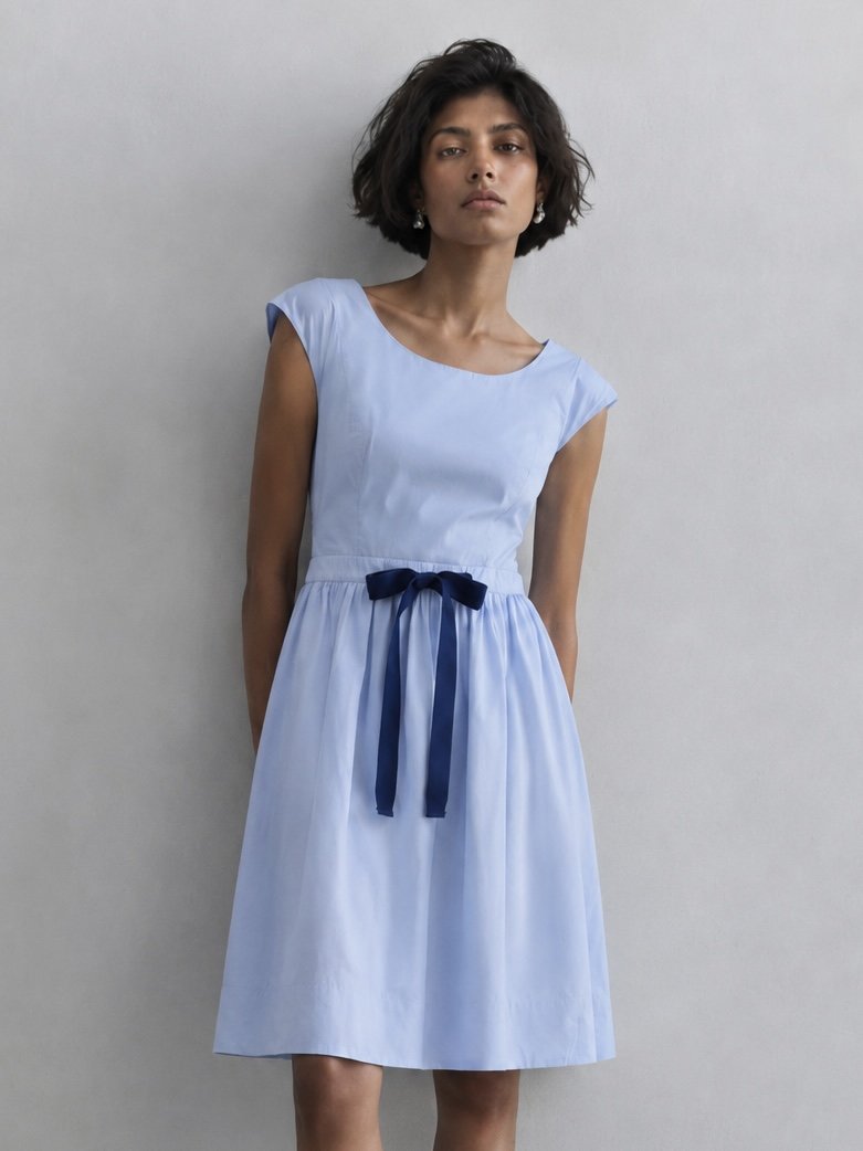 Patrizia Pepe light blue designer cotton dress front view