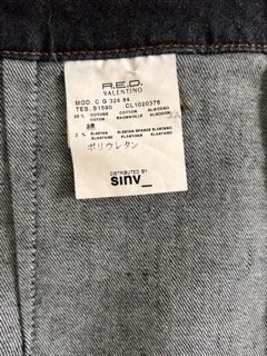 Inside view of R.E.D. Valentino denim skirt with size 42 label