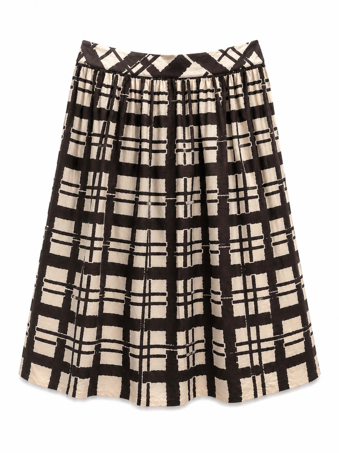 Maeve geometric print cotton silk A-line skirt back view