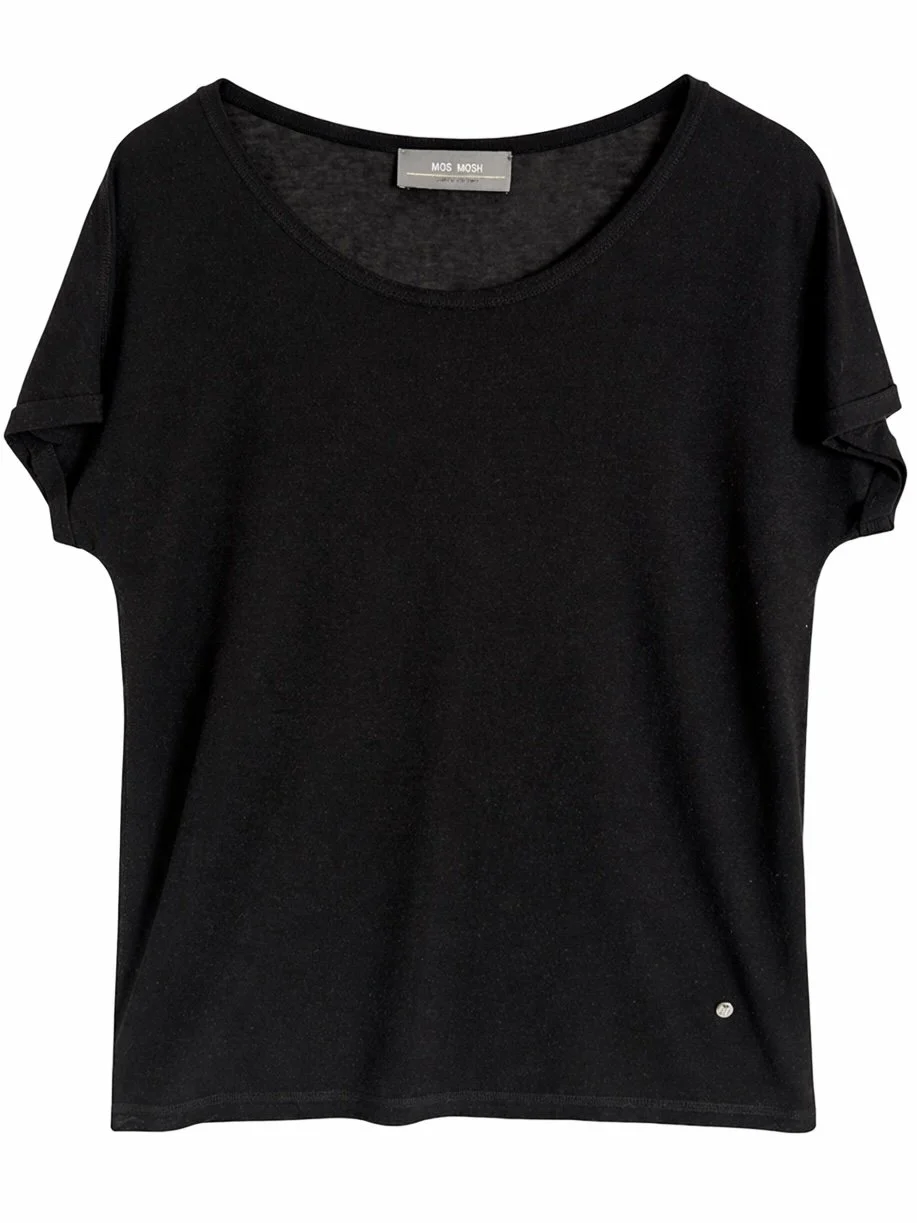 MOS MOSH black minimalist women’s t-shirt front view