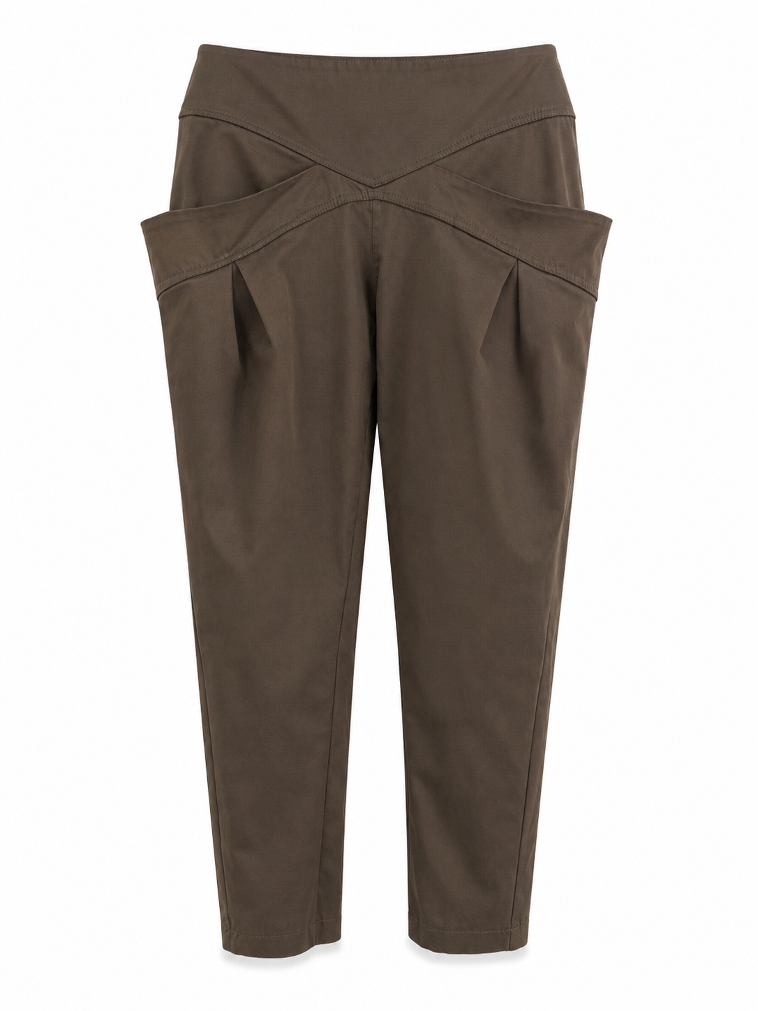 Rinascimento olive cropped tapered trousers front view