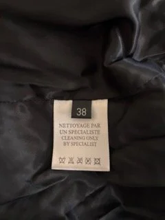 Intuition Paris leather jacket size 38 care label detail inside black quilted lamb nappa jacket
