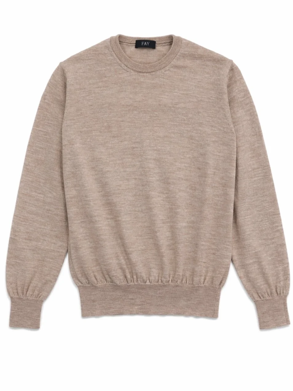 FAY beige virgin wool crewneck sweater front view
