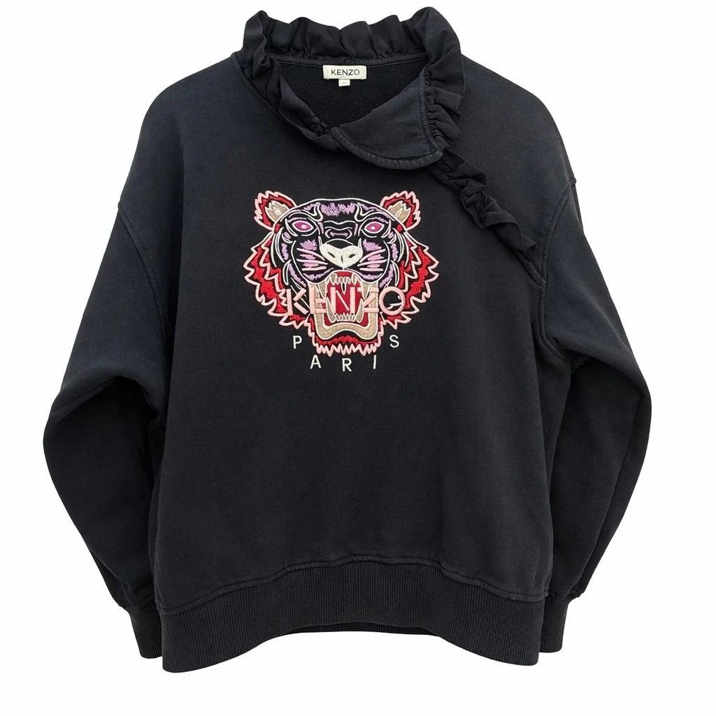 Kenzo black sweatshirt with embroidered tiger logo