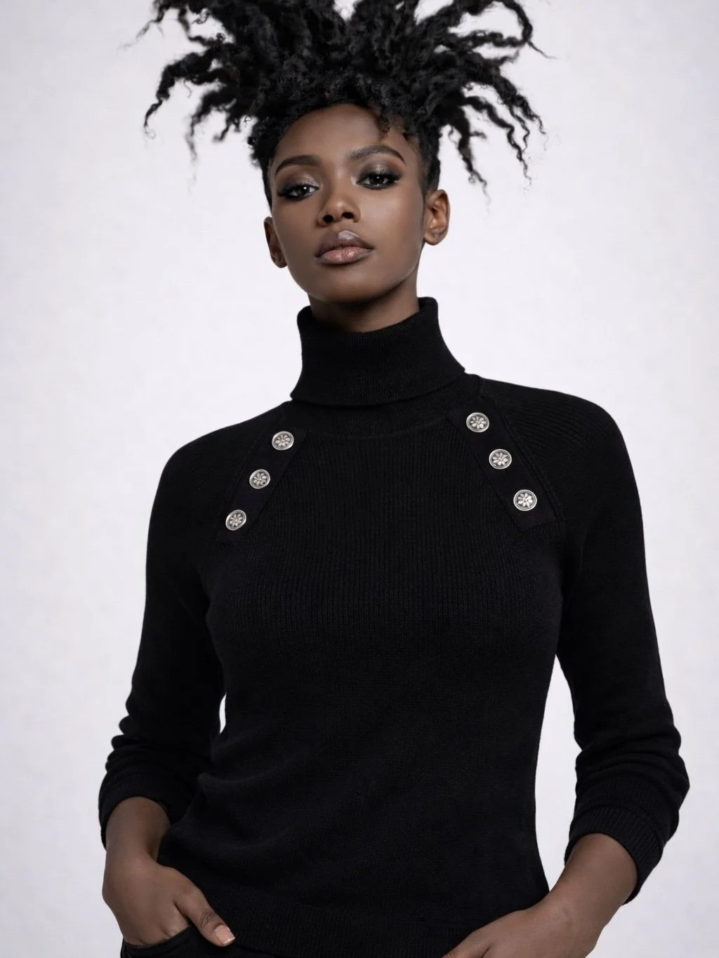 John Richmond Designer Black Turtleneck Sweater