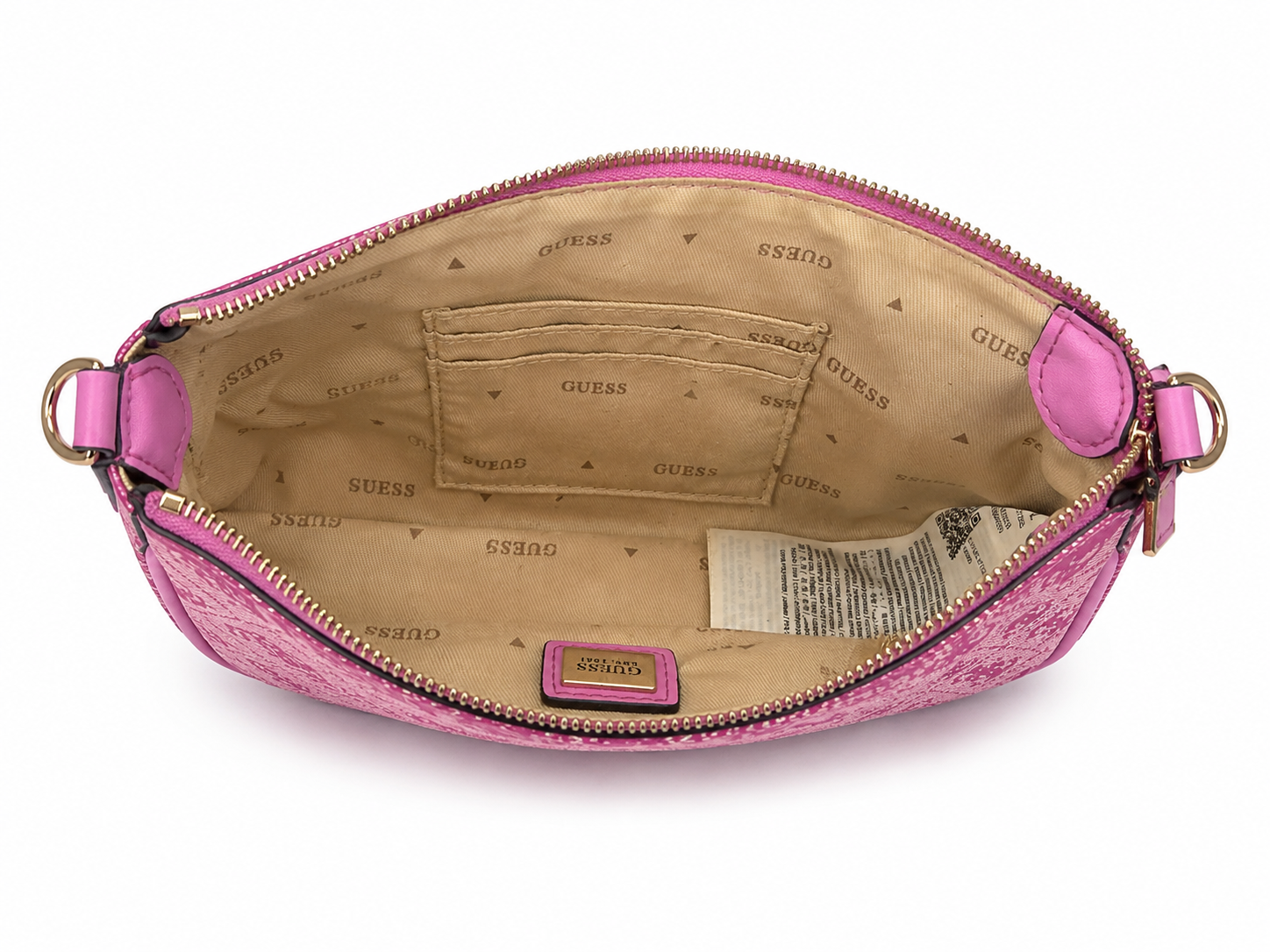 GUESS pink bag interior card slots