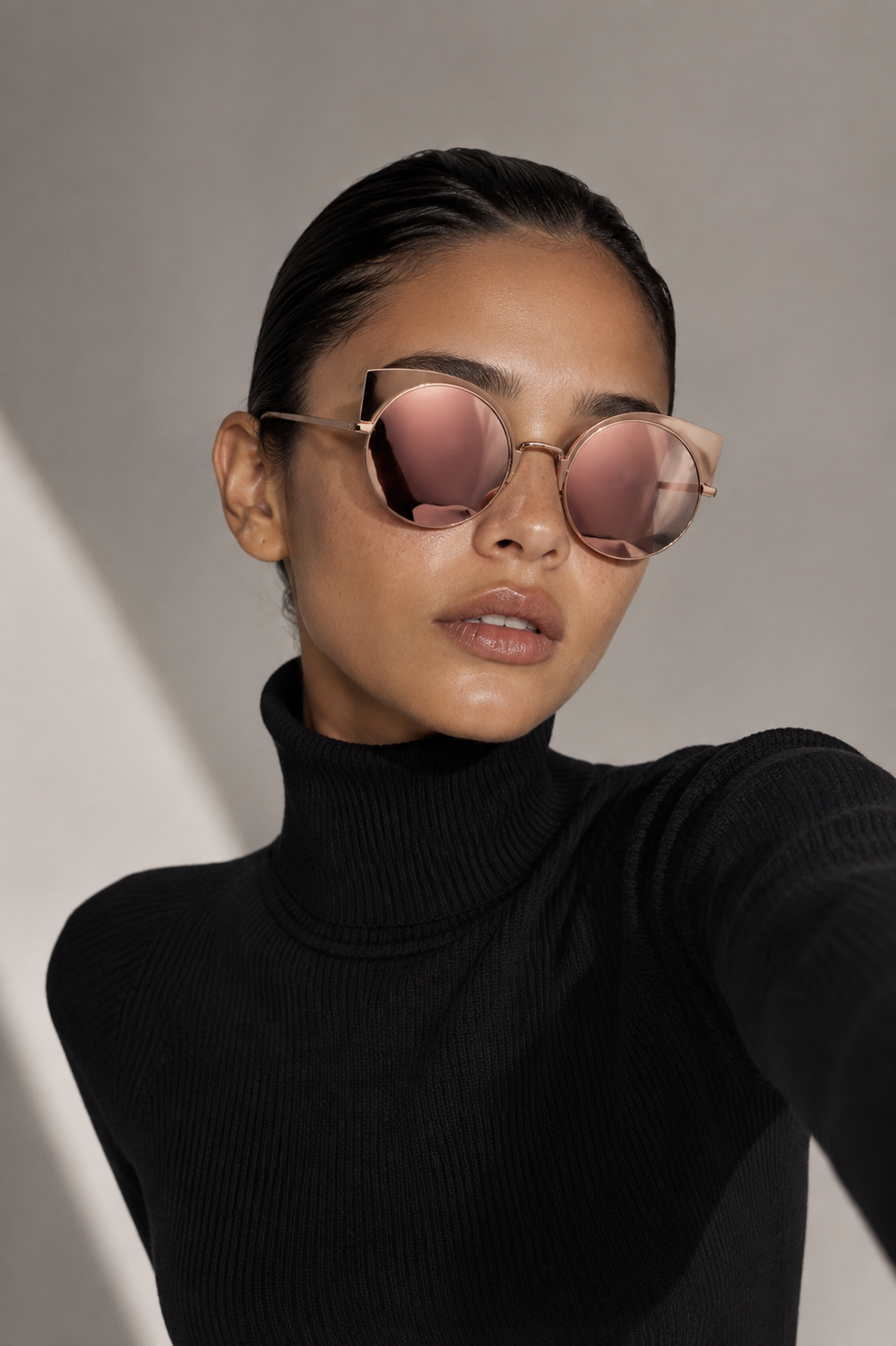 Fendi FF0177/S Z5D0J Rose Gold Round Cat-Eye Sunglasses