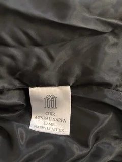 ntuition Paris lamb nappa leather jacket interior label detail black quilted leather jacket