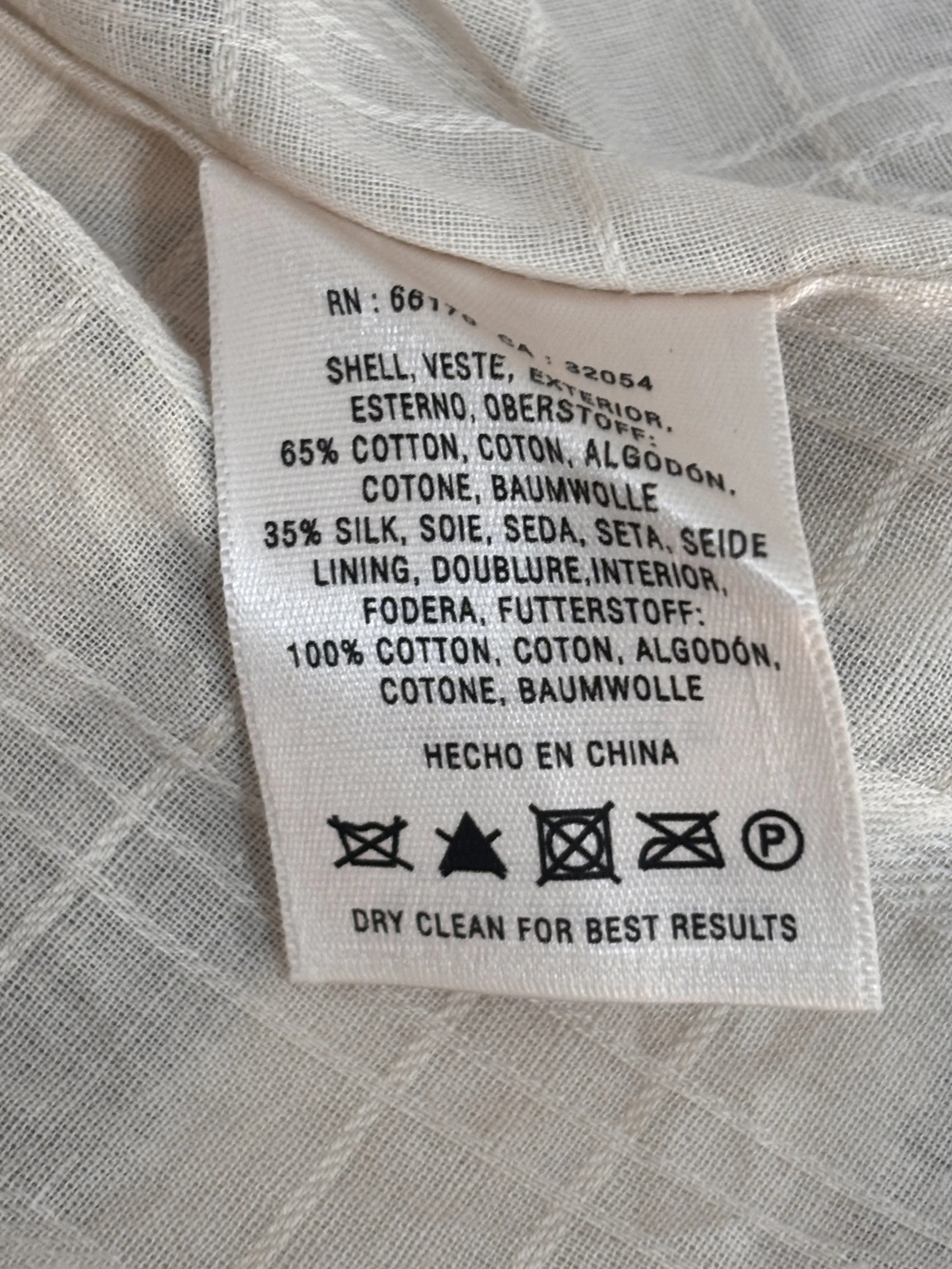 Maeve cotton silk blend fabric composition label