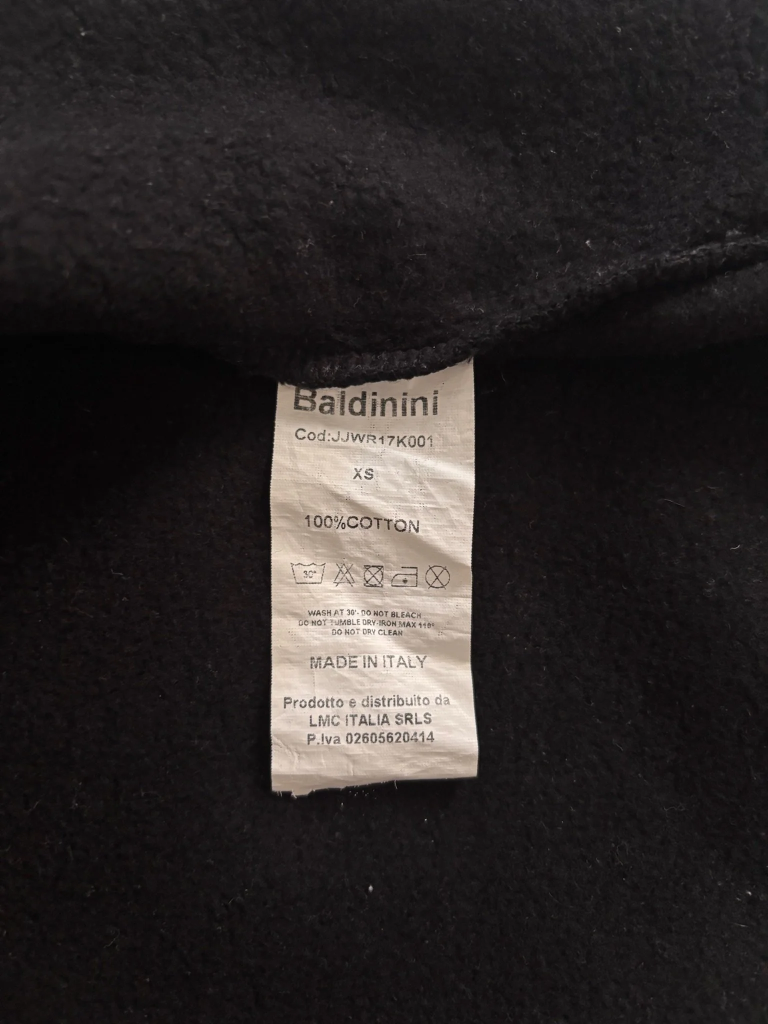 BALDININI balck&pink logo sweatshirt care label.JPG