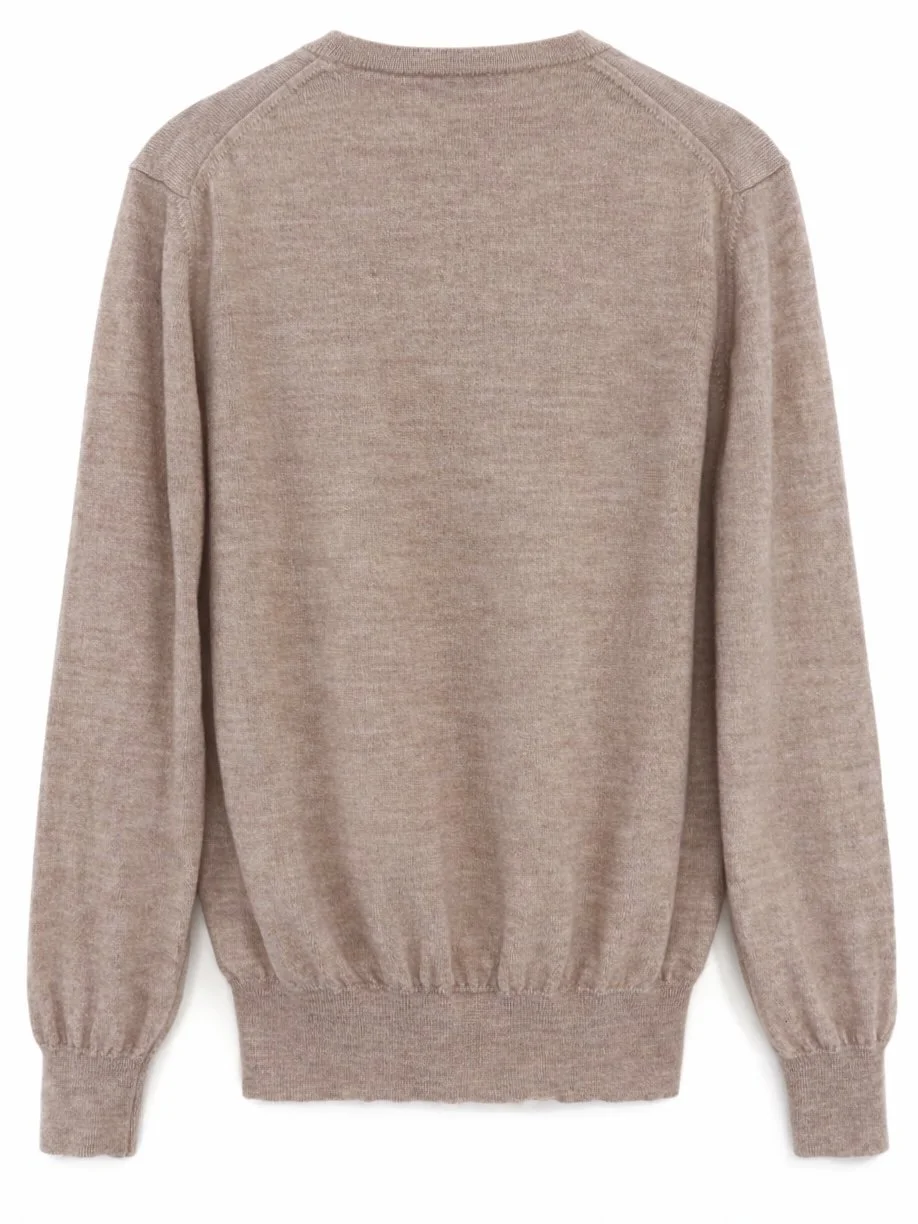 FAY beige luxury knit sweater back view minimalist design
